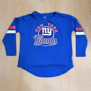 NFL New York Giants Royal Blue Long Sleeve Crop Top with Sleeve Stripes